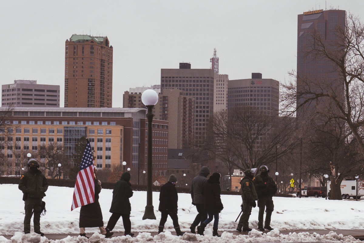 A pro-Trump rally at the Minnesota State Capitol had about 20 in attendance. The Capitol was heavily secured by Ramsey County, St. Paul Police, DNR Conservation Officers,  State Patrol and the National Guard after reports of possible violence at State Capitols.