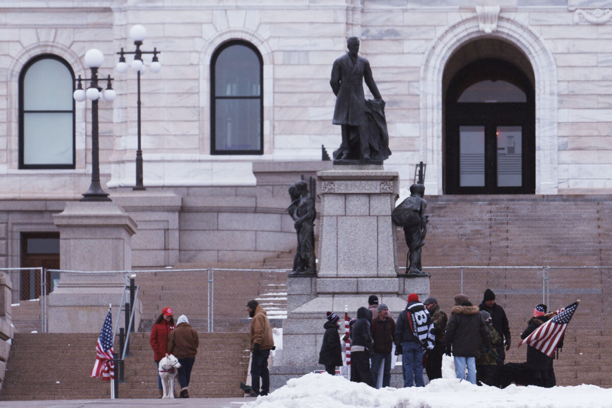 Trump supporters continuing to gather at the Minnesota State Capitol.