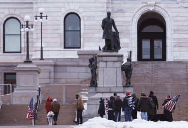 Trump supporters continuing to gather at the Minnesota State Capitol.