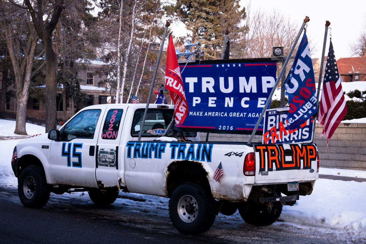 Trump supporters gather at the Minnesota Governor’s Residence after a “Storm The Capitol” event at the Minnesota State Capitol.