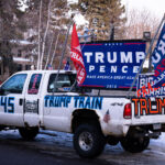 Trump supporters gather at the Minnesota Governor’s Residence after a “Storm The Capitol” event at the Minnesota State Capitol.