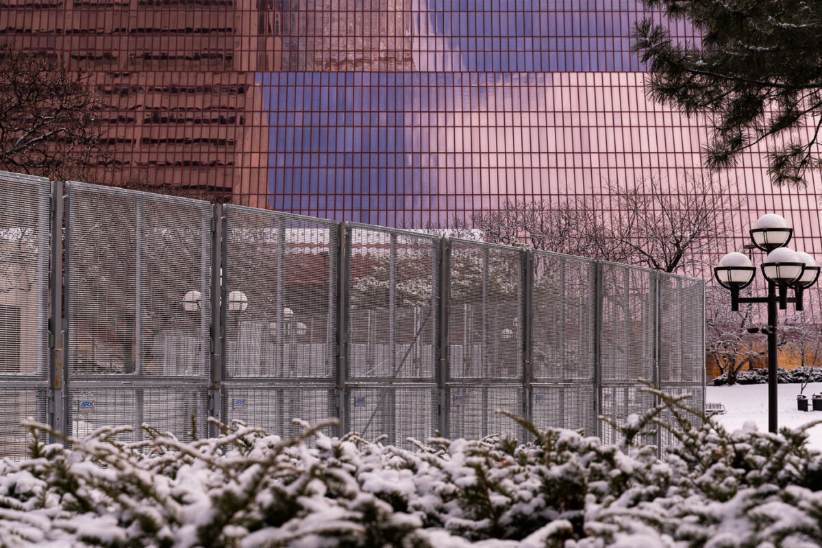 Security fencing being installed around the courthouse that will hold the Derek Chauvin murder trial over the death of George Floyd. Jury selection is to begin March 8th.