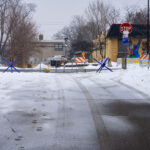 Barricades at George Floyd Square on what was the 56th anniversary of the death of Malcolm X.