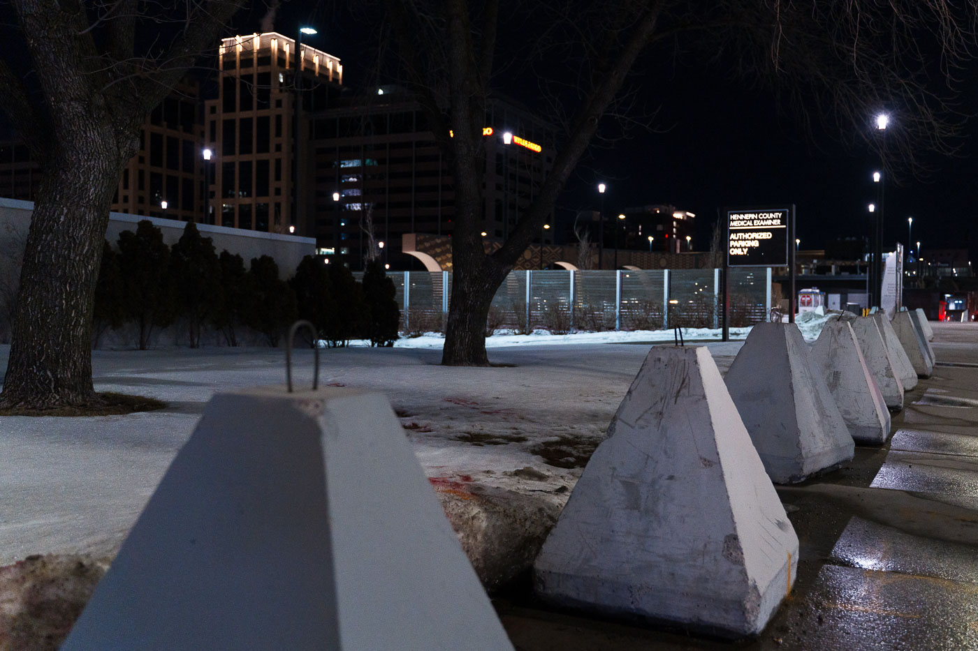 Barricades at the Hennepin County Medical Examiners Office