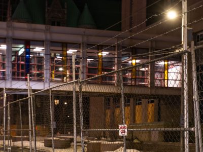 Security fencing at Hennepin County Jail, Minneapolis