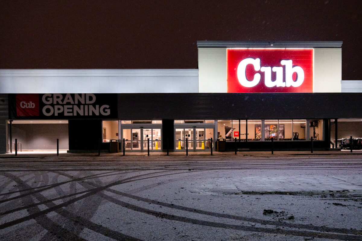 Cub Foods in South Minneapolis re-opens after being damaged during the unrest over the death of George Floyd. The grocery store is a block away from the Minneapolis Police 3rd precinct police station.