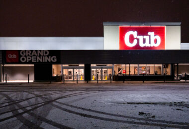 Cub Foods in South Minneapolis re-opens after being damaged during the unrest over the death of George Floyd. The grocery store is a block away from the Minneapolis Police 3rd precinct police station.