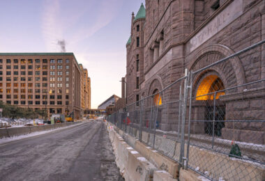 Fencing and barricades begin going up around Minneapolis City Hall. The layers of fencing and barriers are going up with 20 days remaining before jury selection begins in the George Floyd Trial.
