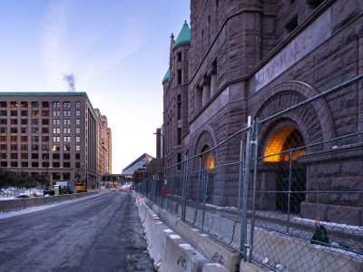 Fourth Avenue Fenced Off Outside Minneapolis City Hall