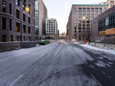 Empty Downtown Minneapolis Street Before the Chauvin Trial