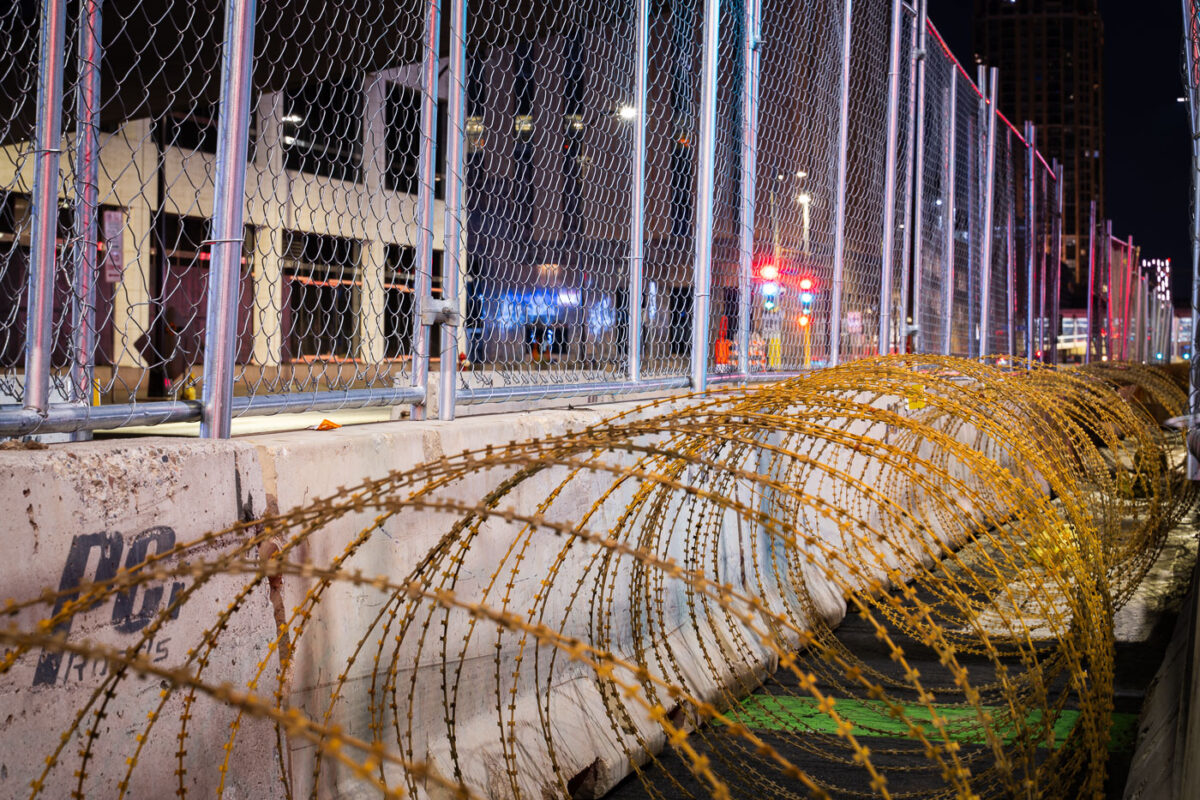 Razor wire being installed around the courthouse that will host the Derek Chauvin trial in less than 2 weeks.