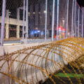 Razor wire being installed around the courthouse that will host the Derek Chauvin trial in less than 2 weeks.