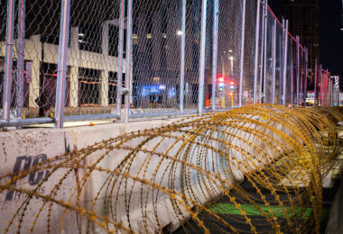 Razor wire being installed around the courthouse that will host the Derek Chauvin trial in less than 2 weeks.