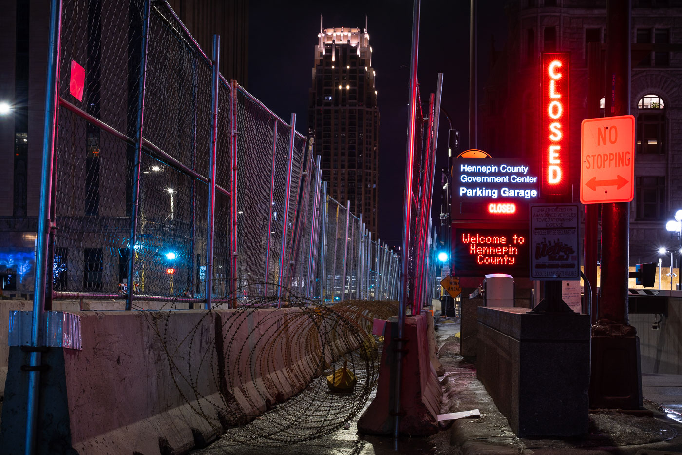 Razor wire around the Hennepin County Government Center Security