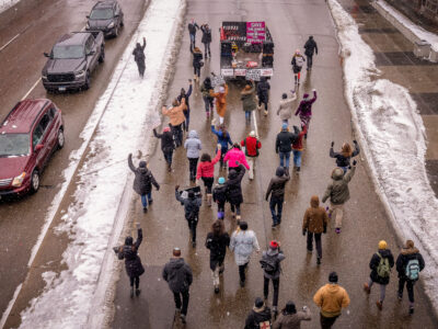 Save the Boards protest on Lake Street, Minneapolis