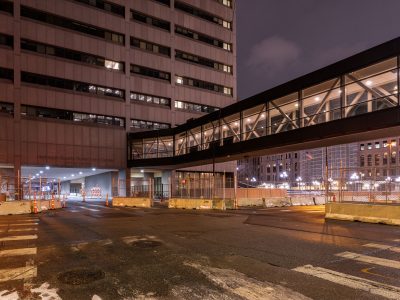 Hennepin County Government Center skyway and security fence