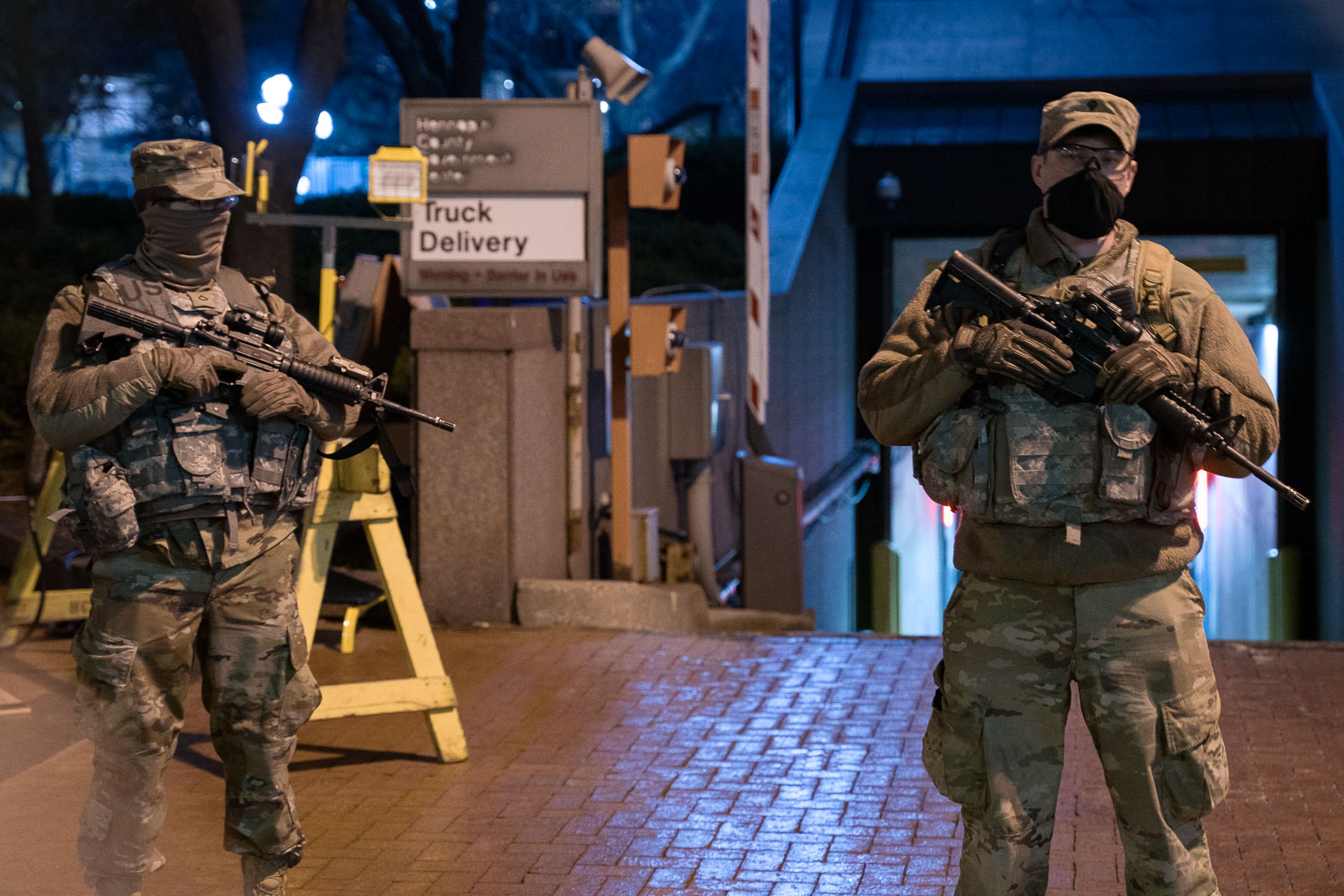 The Minnesota National guard outside the Hennepin County Government Center in Minneapolis on March 7th, 2021 during the Derek Chauvin murder trial.