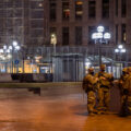 The Minnesota National guard outside the Hennepin County Government Center in Minneapolis on March 7th, 2021 during the Derek Chauvin murder trial.