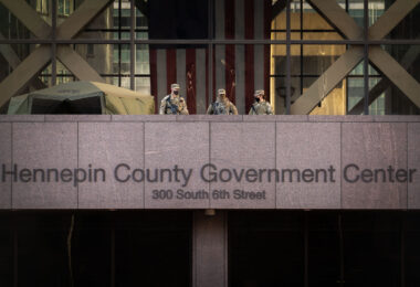 National Guard guarding the Government Center.