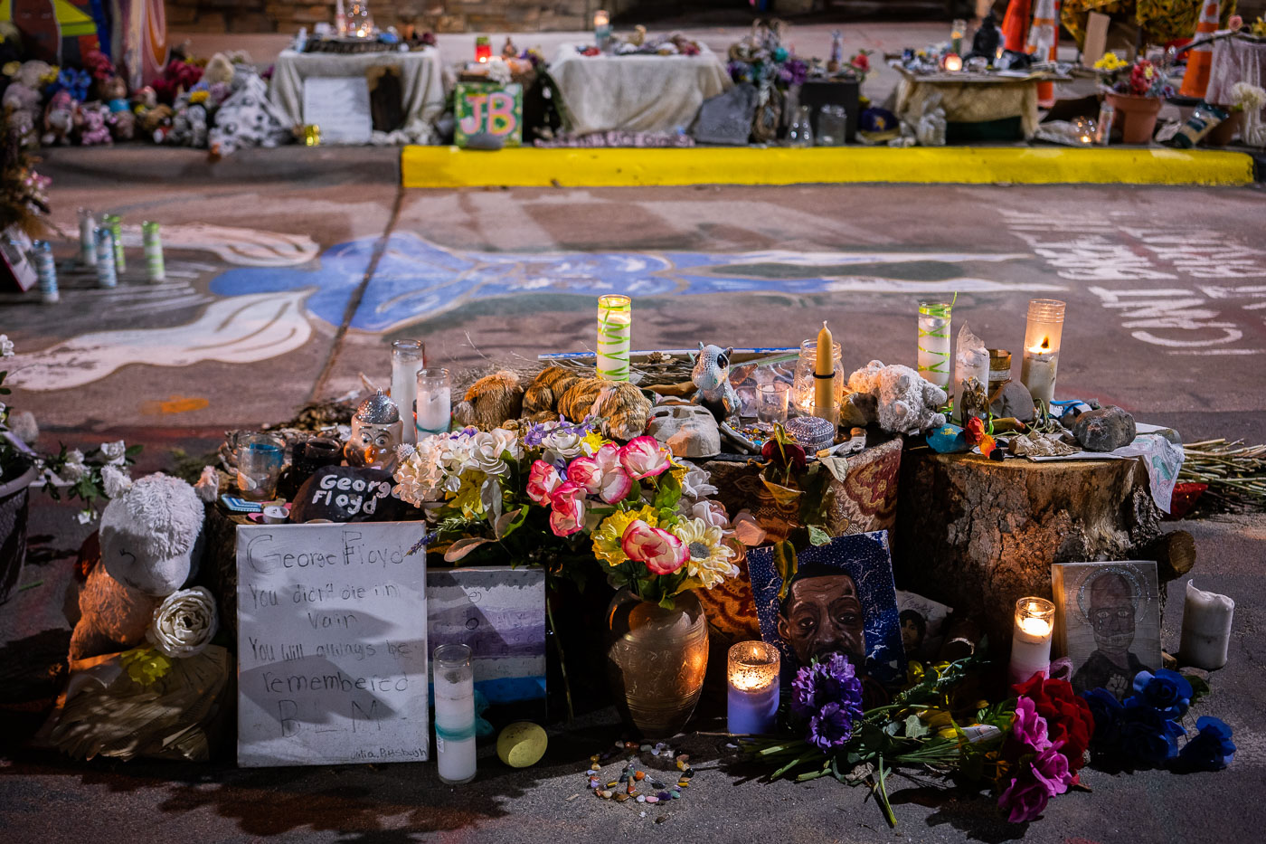 Candles at George Floyd Square in 2021