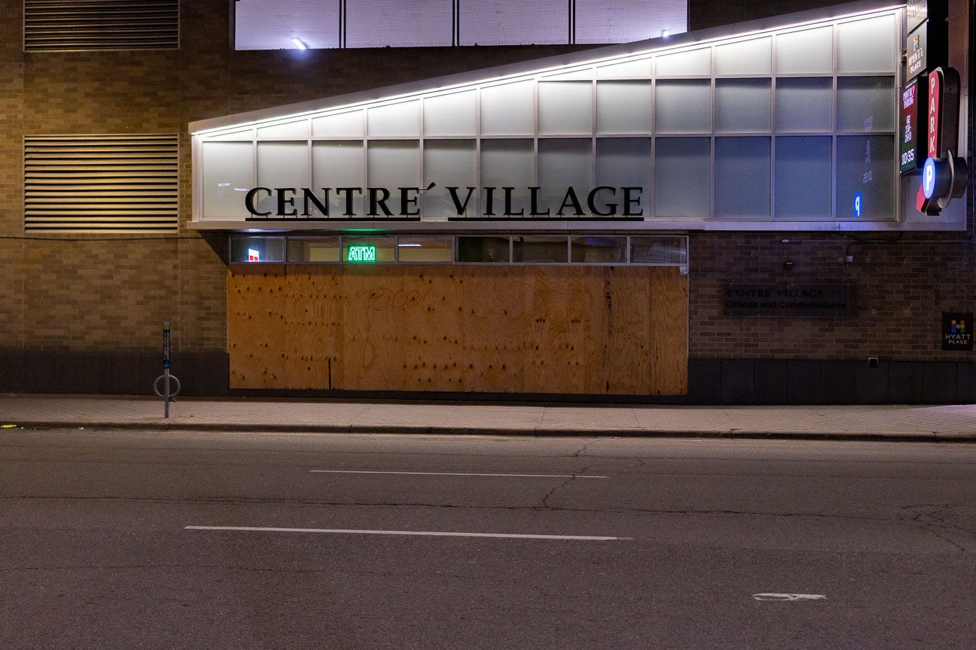 Centre Village boarded up in Downtown Minneapolis