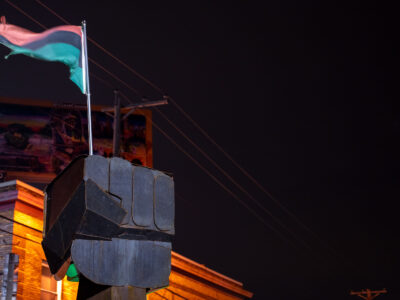 George Floyd Square Fist and Pan-African Flag, March 2021