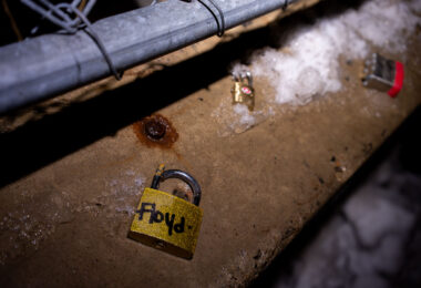 Locks with the names of police violence victims were placed on fencing around the Government Center where Derek Chauvin is on trial for the murder of George Floyd. A day later they were cut off.