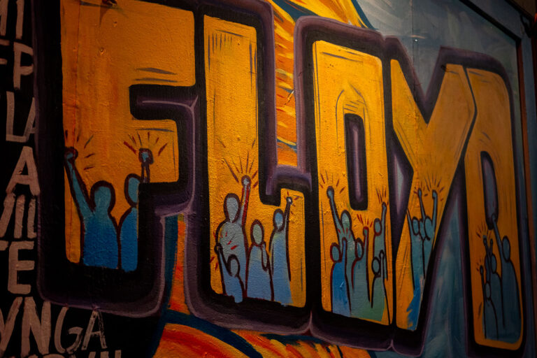 George Floyd mural in Minneapolis March 2021 4 George Floyd memorial at George Floyd Square in South Minneapolis.