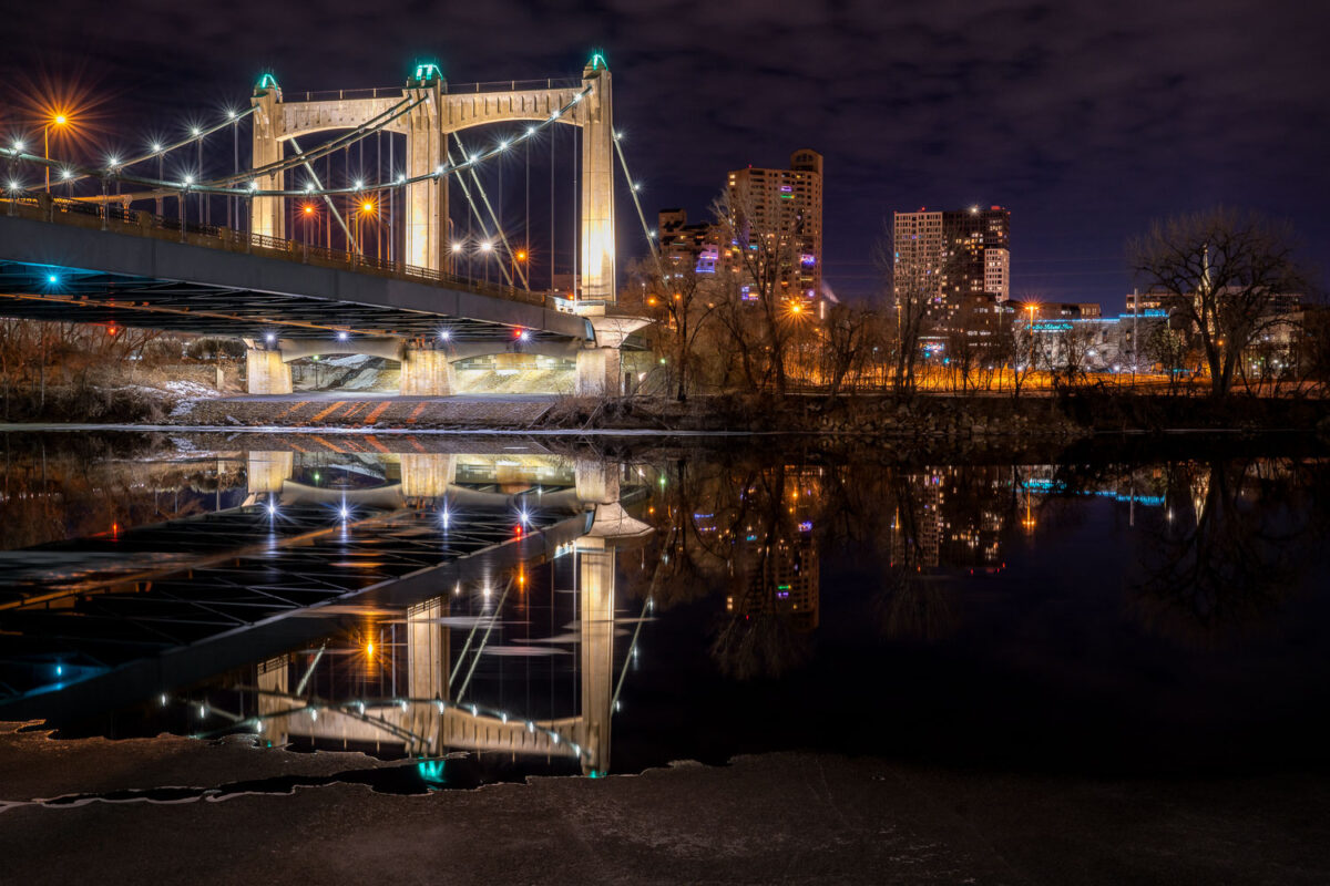 The Hennepin Avenue Bridge in downtown Minneapolis.