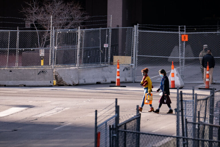 Hennepin County Government Center Security March 2021 3 Security outside the courthouse where the Derek Chauvin murder trial is being held.