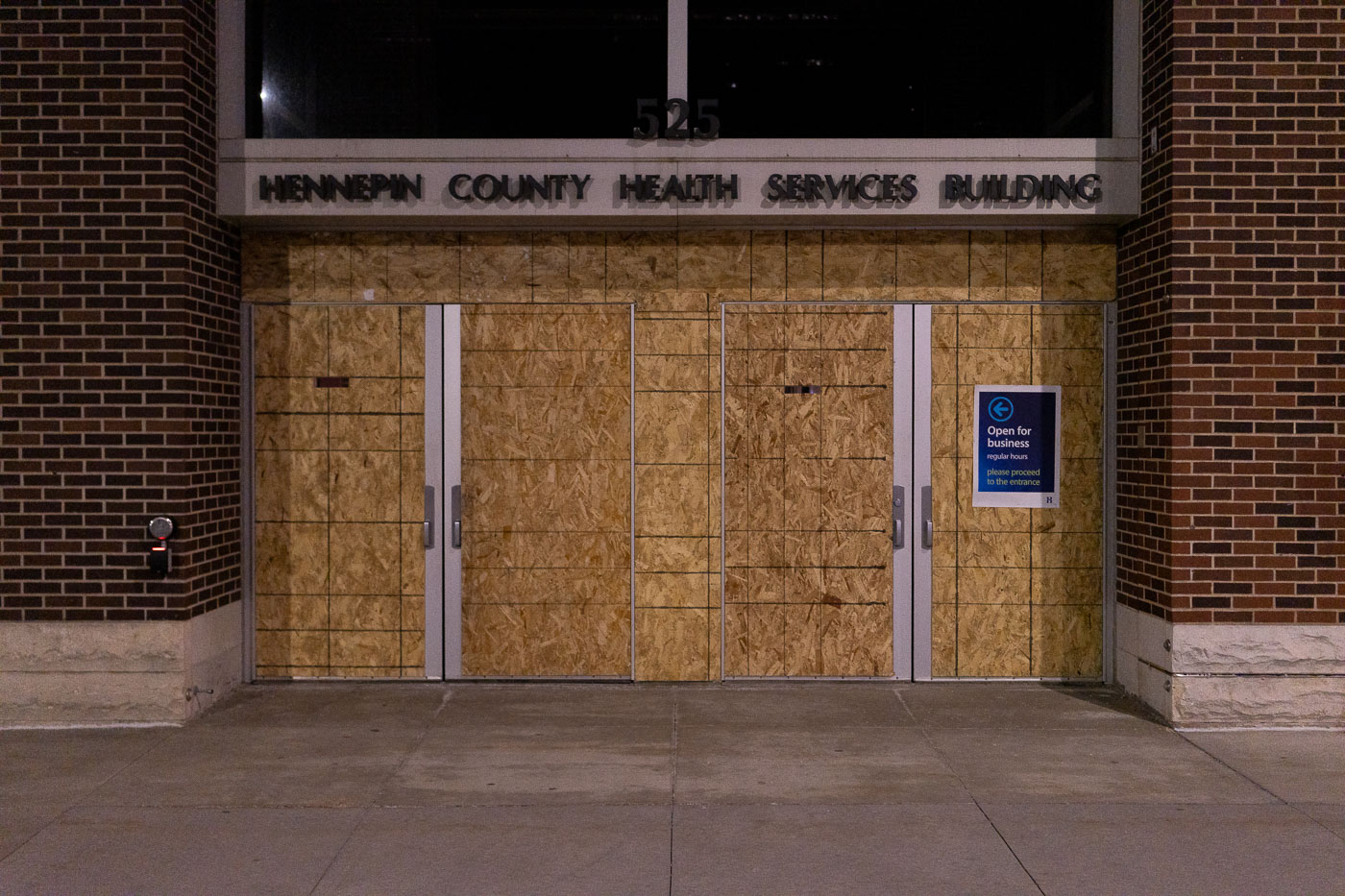 Hennepin County Health Services Building with boards