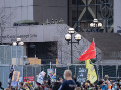 Hennepin County Government Center: Police observe Chauvin trial protest