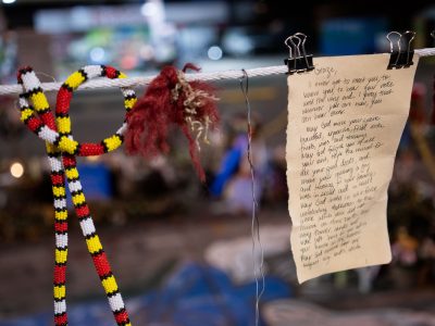 Letter and beads at George Floyd Square, Minneapolis