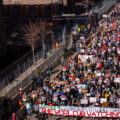 Protesters gathered outside the Hennepin County Government Center prior to the 8am start of the Derek Chauvin trial. Former Minneapolis Police Officer Derek Chauvin is charged in the murder of George Floyd on May 25th, 2020.