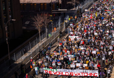 Protesters gathered outside the Hennepin County Government Center prior to the 8am start of the Derek Chauvin trial. Former Minneapolis Police Officer Derek Chauvin is charged in the murder of George Floyd on May 25th, 2020.