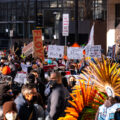 Protesters gathered outside the Hennepin County Government Center prior to the 8am start of the Derek Chauvin trial. Former Minneapolis Police Officer Derek Chauvin is charged in the murder of George Floyd on May 25th, 2020.