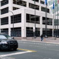 A Minneapolis Police squad drives down 3rd Ave in Downtown Minneapolis.