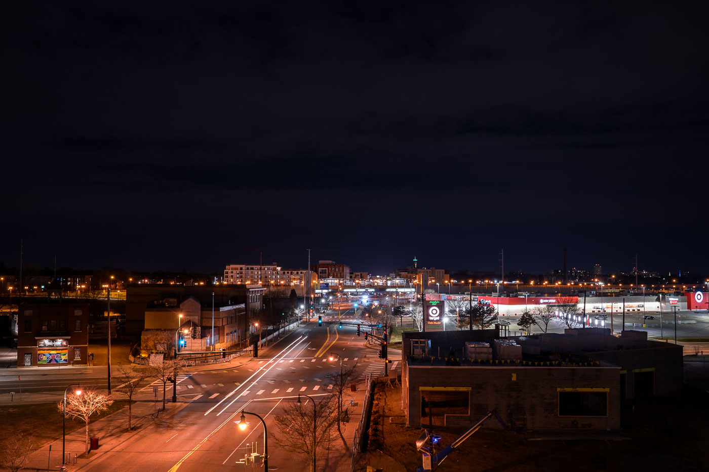 Minneapolis police statiion and Autozone in March 2021