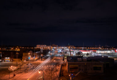 The Minneapolis police third precinct, Autozone, and Target on East Lake St on March 27, 2021.