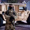 The Minnesota National Guard outside the Hennepin County Government Center.