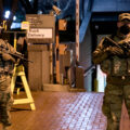 The Minnesota National guard outside the Hennepin County Government Center in Minneapolis on March 7th, 2021 during the Derek Chauvin murder trial.