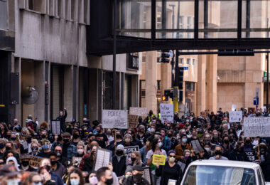 Thousands march the day before the start of jury selection in the Derek Chauvin murder trial. The former Minneapolis Police officer is charged with the murder of George Floyd on May 25th, 2020.