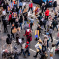 Protesters march through downtown Minneapolis the day before the Derek Chauvin murder trial opening statements.