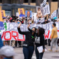 Protesters rally and march through Downtown Minneapolis on the day opening statements began in the Derek Chauvin murder trial. Chauvin is accused of murdering George Floyd on May 25th, 2020.