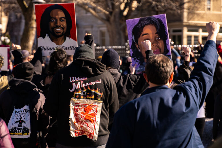 Protesters at Tim Walz residence in March 2021 4 Protesters gather outside the Governor's Residence seeking justice and change for the victims of police brutality.