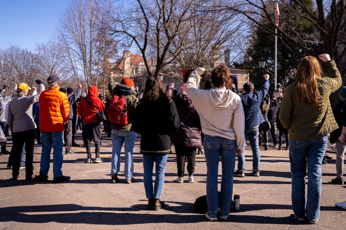 Protesters gather outside the mansion seeking justice and change for victims of police violence.