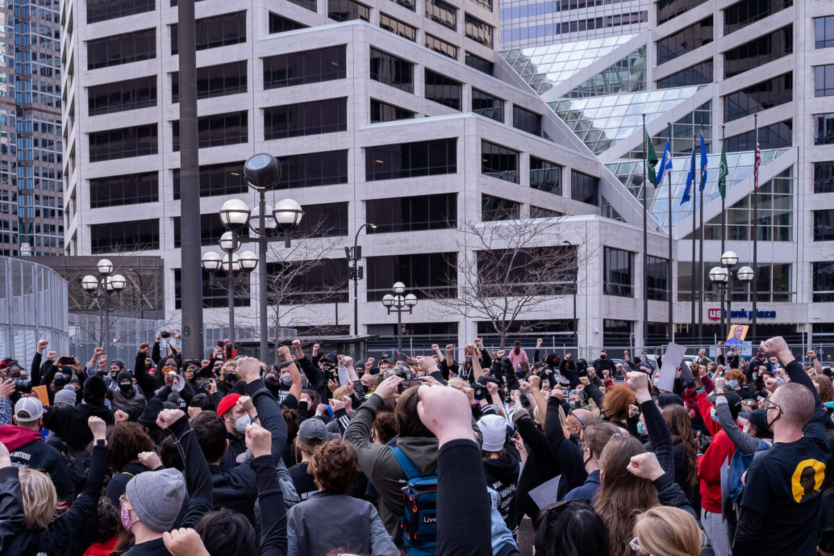 Thousands march the day before the start of jury selection in the Derek Chauvin murder trial. The former Minneapolis Police officer is charged with the murder of George Floyd on May 25th, 2020.