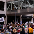 Protesters rally and march through Downtown Minneapolis on the day opening statements began in the Derek Chauvin murder trial. Chauvin is accused of murdering George Floyd on May 25th, 2020.