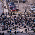 Protesters march through downtown Minneapolis during the Derek Chauvin murder trial. Chauvin was convicted in the murder of George Floyd.