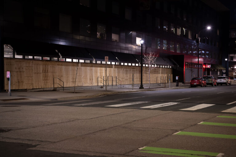 Radisson RED behind boards in downtown Minneapolis 3 Radisson RED hotel in downtown Minneapolis.